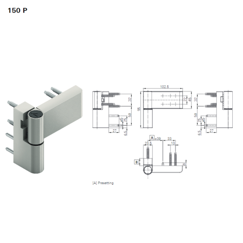 Thông số kỹ thuật bản lề 3D Roto 100kg 150P