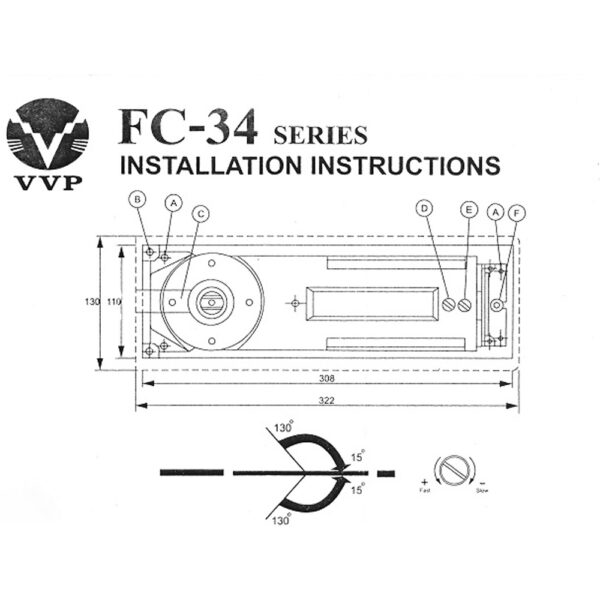 Bản lề sàn VVP FC34-20 105kg Thái - Hình ảnh 2