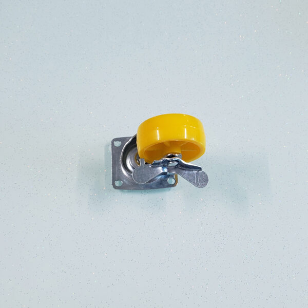 Bánh xe đẩy nhựa PP vàng BXD085 xoay khóa ngang - Hình ảnh 2