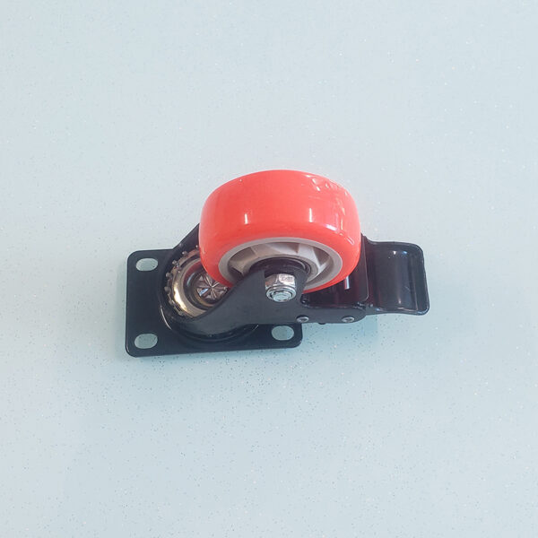 Bánh xe đẩy nhựa PVC đỏ BXD082 xoay khóa kép - Hình ảnh 4