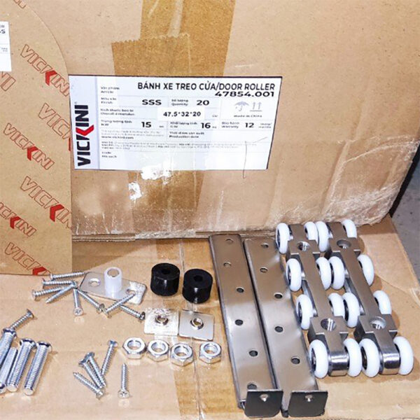 Bánh xe lùa treo 8 bánh Vickini 47854.001 150kg đế inox 201 - Hình ảnh 2