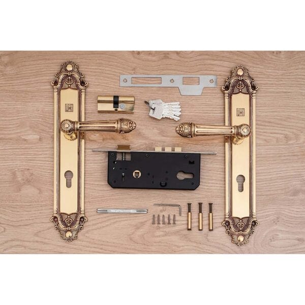 Khóa cửa gỗ đại đồng thau HC8526D dài 350 - Hình ảnh 3