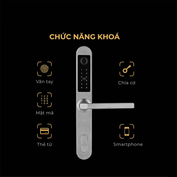 Khóa cửa Ticklock I600S màu trắng bạc - Hình ảnh 5