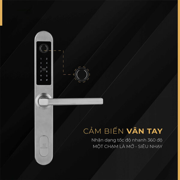 Khóa cửa Ticklock I600S màu trắng bạc - Hình ảnh 6