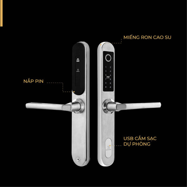 Khóa cửa Ticklock I600S màu trắng bạc - Hình ảnh 9