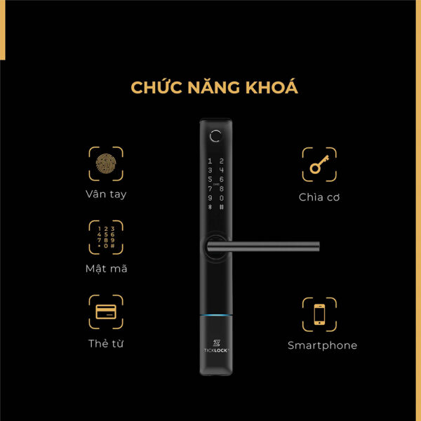 Khóa cửa Ticklock I720 màu đen - Ảnh 2