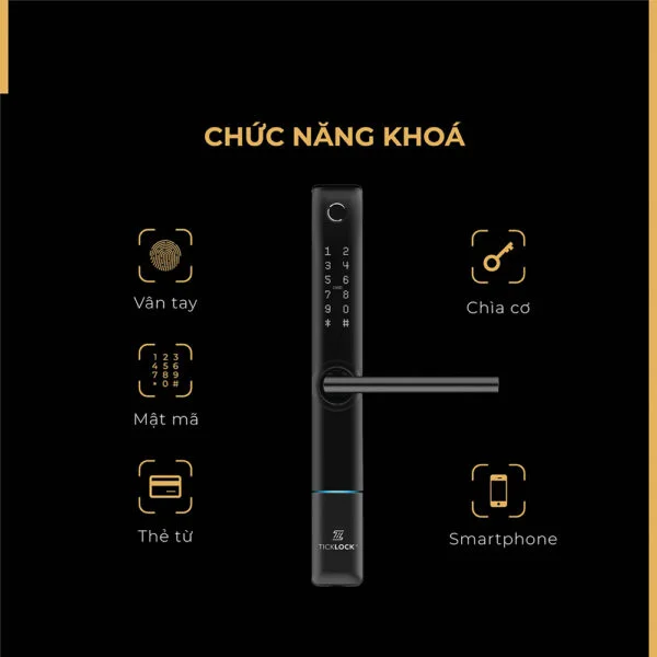 Khóa cửa Ticklock I720 màu đen - Ảnh 2