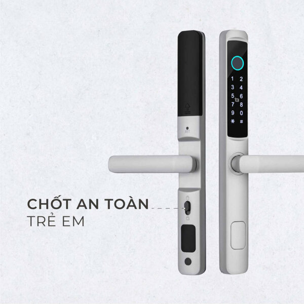 Khóa cửa Ticklock I900N màu trắng bạc - Hình ảnh 6