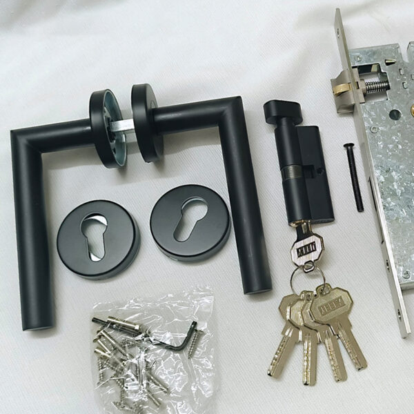 Khóa cửa phòng phân thể Jeely S03D tay Inox 304 màu đen - Hình ảnh 5