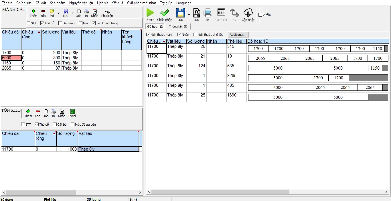 Phần mêm cắt thép khi sửa dụng chia cắt