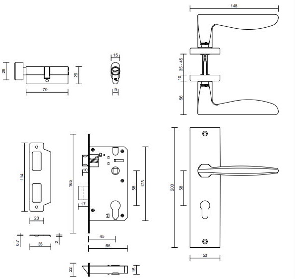 Thông số kỹ thuật Khóa cửa VICKINI 32015.001