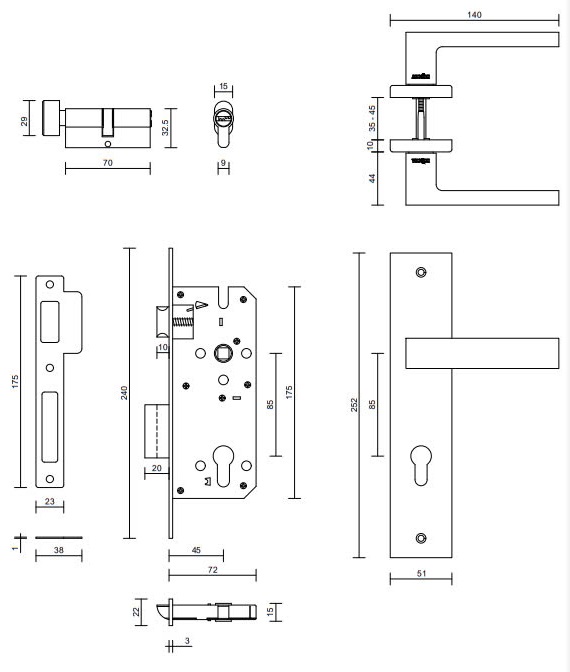 Thông số kỹ thuật Khóa cửa VICKINI 33012.001