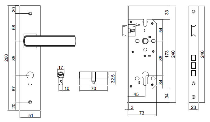 Thông số kỹ thuật Khóa cửa VICKINI 33014.002