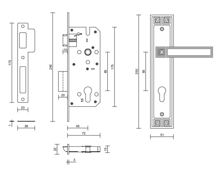 Thông số kỹ thuật Khóa cửa VICKINI 33017.001