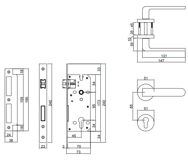 Thông số kỹ thuật Khóa phân thể bằng hợp kim VICKINI 34121.102 CP