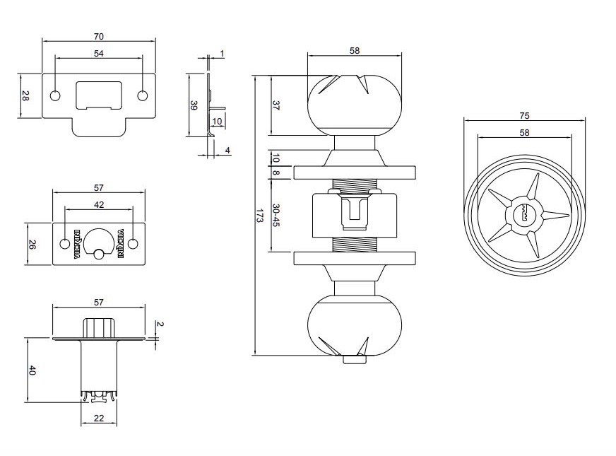 Thông số kỹ thuật Khóa tay nắm tròn inox 304 có chìa VICKINI 30854.001