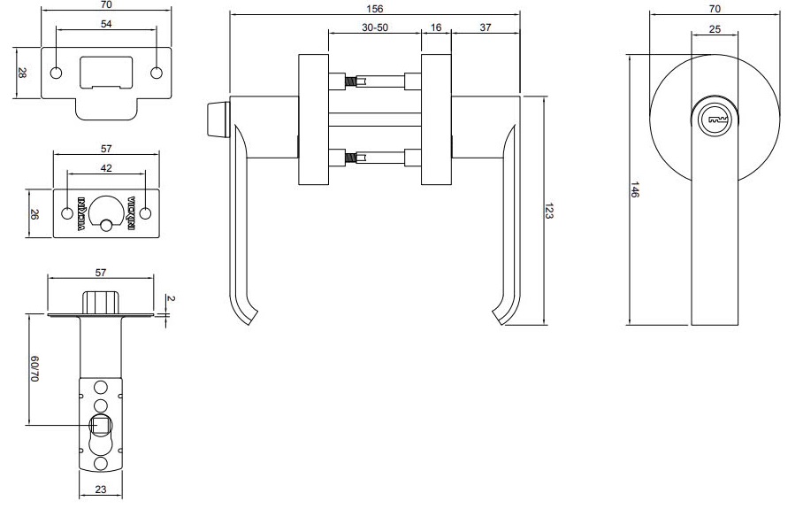 Thông số kỹ thuật Khóa tròn tay gạt hợp kim kẽm 31689.001