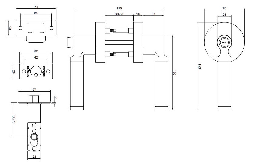 Thông số kỹ thuật Khóa tròn tay gạt hợp kim kẽm 31690.001