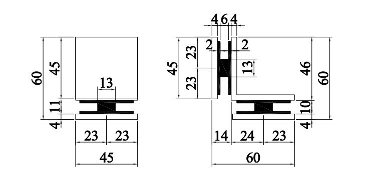 hông số kỹ thuật kẹp kính L kính kính 90 độ VICKINI 64913.001
