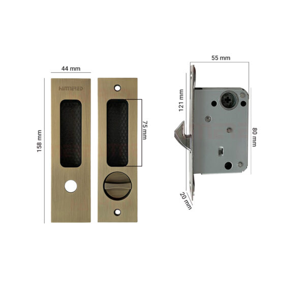 Khóa cửa lùa HMR652AB màu xanh rêu - Hình ảnh 2
