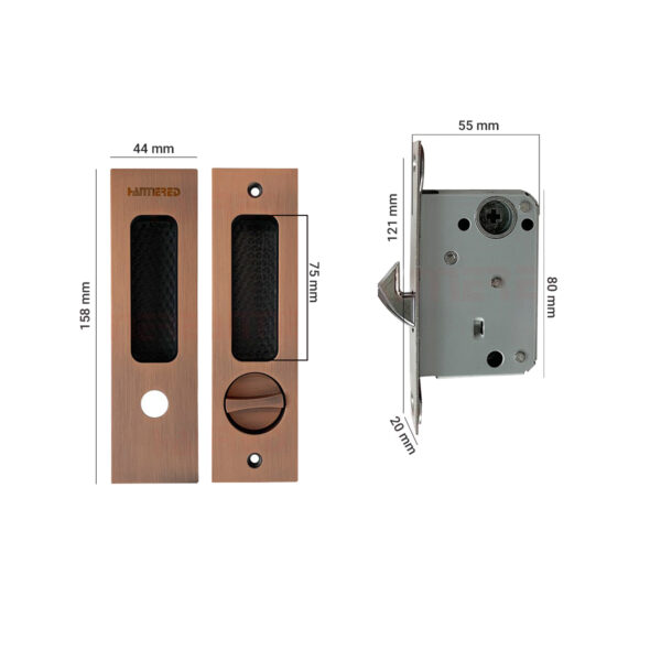 Khóa cửa lùa HMR652AC màu nâu bóng - Hình ảnh 2