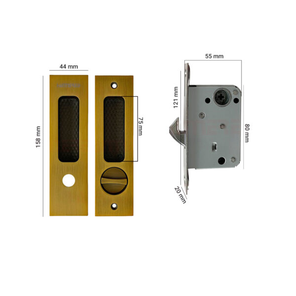 Khóa cửa lùa HMR652GAB màu vàng rêu - Hình ảnh 2