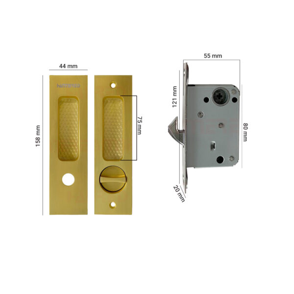Khóa cửa lùa HMR652K màu vàng 24k - Hình ảnh 2