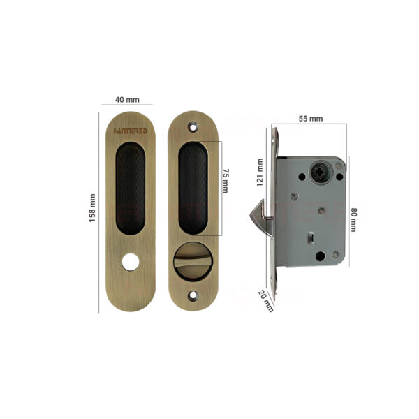 Khóa cửa lùa HMR653AB màu xanh rêu - Hình ảnh 2