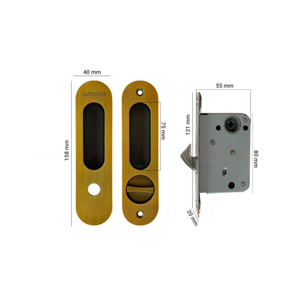 Khóa cửa lùa HMR653GAB màu vàng rêu - Hình ảnh 2