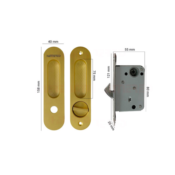 Khóa cửa lùa HMR653K màu vàng 24k - Hình ảnh 2