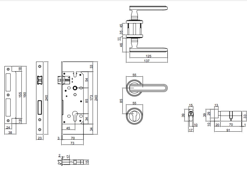 Thông số kỹ thuật khóa phân thể bằng hợp kim VICKINI 34573.101