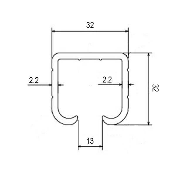 Thông số kỹ thuật ray nhôm cửa lùa treo dày 2.2mm