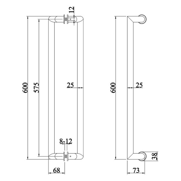 Thông số kỹ thuật tay nắm cửa TN088 inox 304 lệch tâm