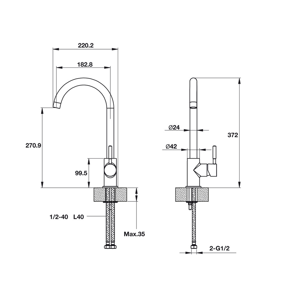 Thông số kỹ thuật vòi bếp Hafele 570.51.490 màu kem HT19-GH1F270