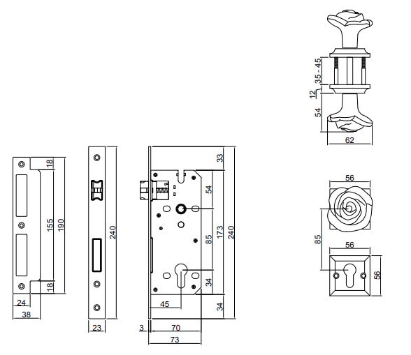 Thông số lỹ thuật Khóa phân thể bằng hợp kim VICKINI 34556.102