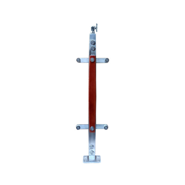 Trụ cầu thang kính TLC008-003 Inox 304 ốp gỗ đế mặt