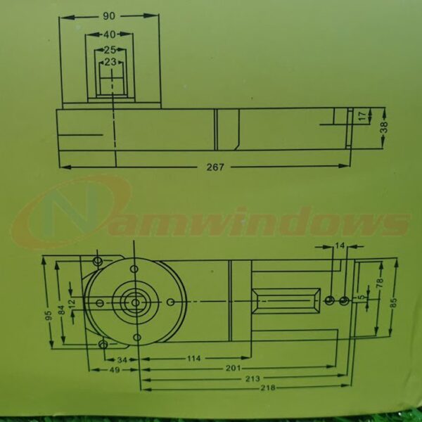 Bản lề sàn VVP FC34-25 150kg màu vàng - Hình ảnh 9