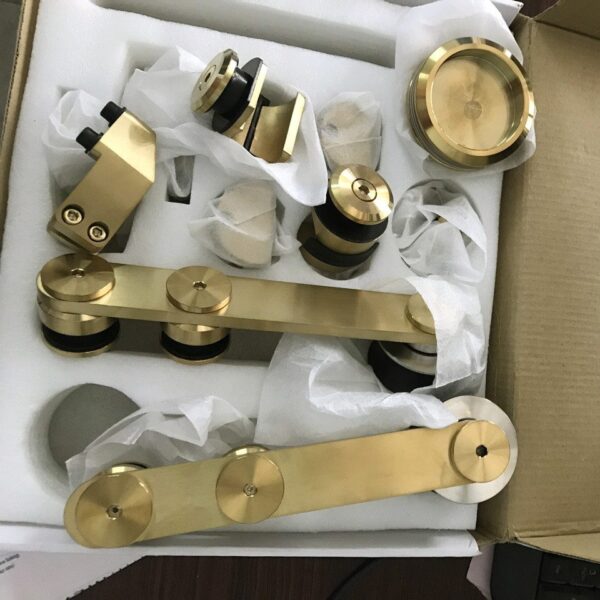 Bánh xe đơn cửa lùa kính ray Ø25 VVP vàng bóng - Hình ảnh 4