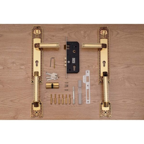 Khóa cửa gỗ đại sảnh đồng thau HC8528 dài 590 - Hình ảnh 5