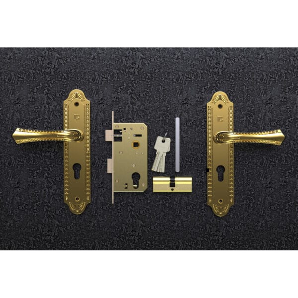 Bộ khóa tay nắm đồng thau HCP 5861 Gold dài 230 - Hình ảnh 3