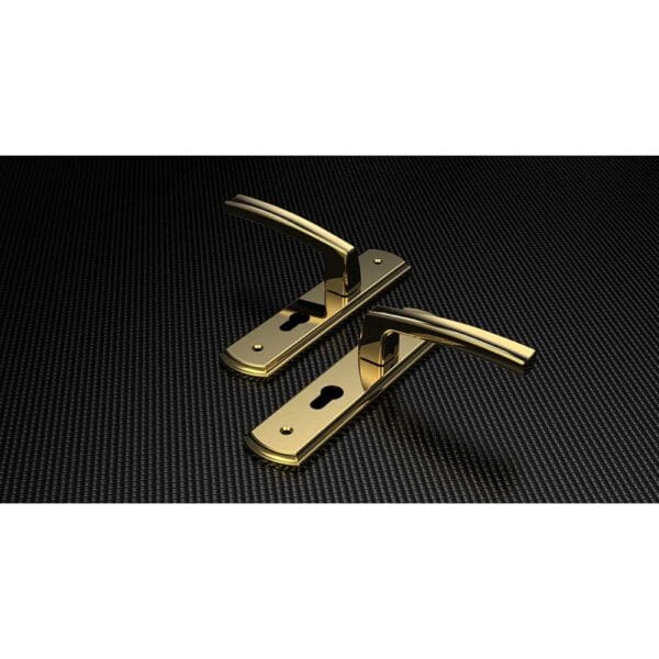 Bộ khóa tay nắm đồng thau HC 5868 PVD Gold dài 260 - Hình ảnh 3