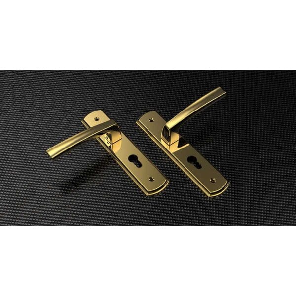 Bộ khóa tay nắm đồng thau HC 5868 PVD Gold dài 260 - Hình ảnh 4