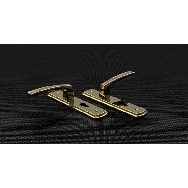 Bộ khóa tay nắm đồng thau HC 5868 PVD Gold dài 260 - Hình ảnh 5