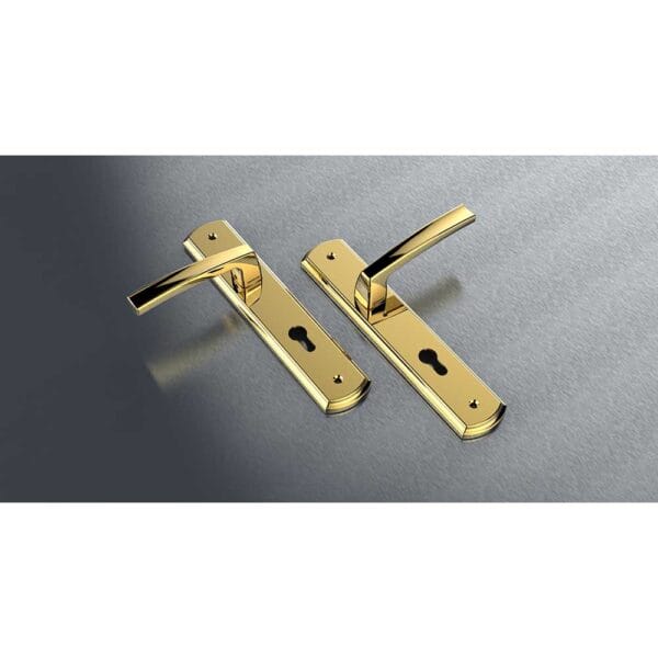 Bộ khóa tay nắm đồng thau HC 8568 PVD Gold dài 260 - Hình ảnh 2