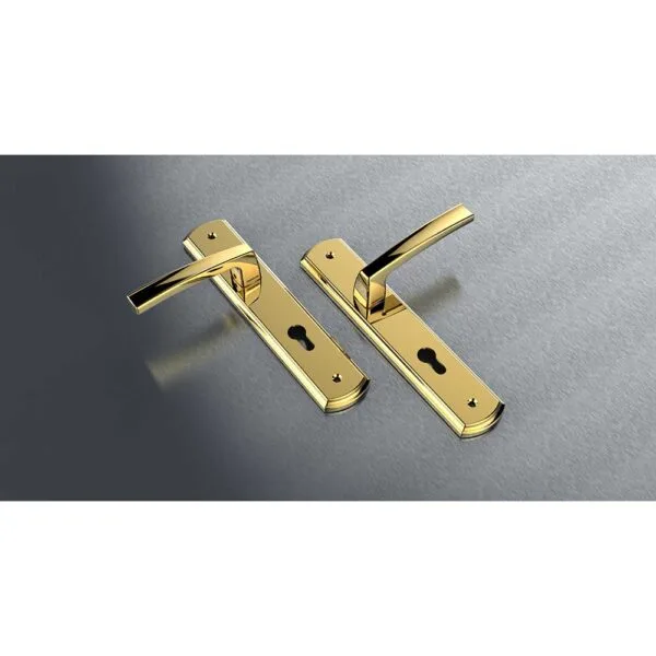 Bộ khóa tay nắm đồng thau HC 8568 PVD Gold dài 260 - Ảnh 2