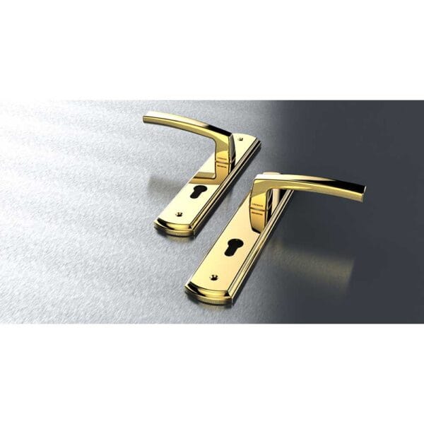 Bộ khóa tay nắm đồng thau HC 8568 PVD Gold dài 260 - Hình ảnh 3