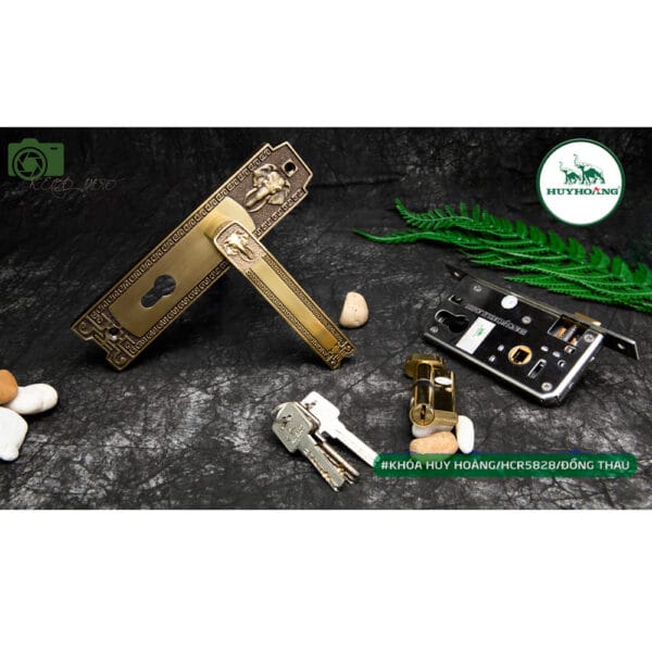 Bộ khóa tay nắm đồng thau HCR 5828 dài 213 - Hình ảnh 8