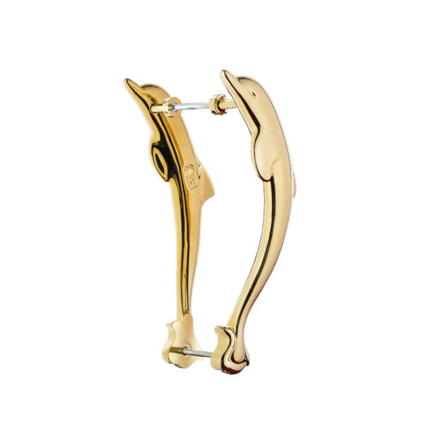 Tay nắm cửa gỗ đại sảnh đồng thau DOLPHIN PVD Gold dài 368 - Hình ảnh 2