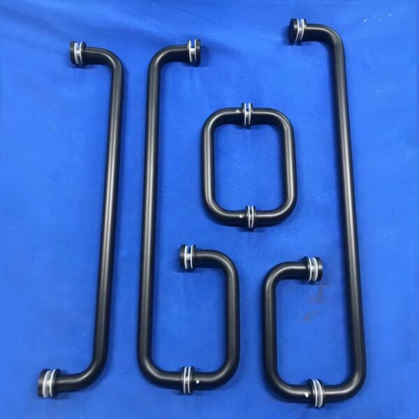 Tay nắm phòng tắm kính 185x385 phi 19 đen mờ - Hình ảnh 2