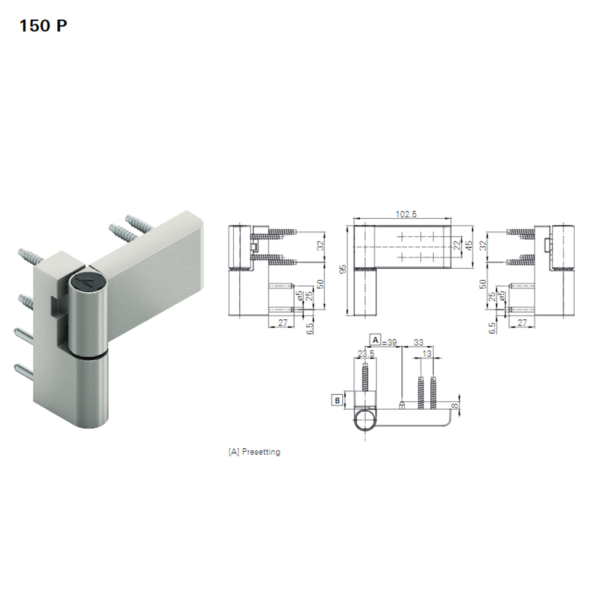 Bản lề 3D Roto 150P 100kg  cửa nhựa lõi thép uPVC - Hình ảnh 6